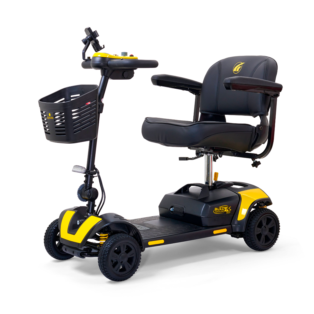 Golden Tech Buzzaround XLSHD 4-Wheel Portable Scooter with Suspension - Canary Yellow left